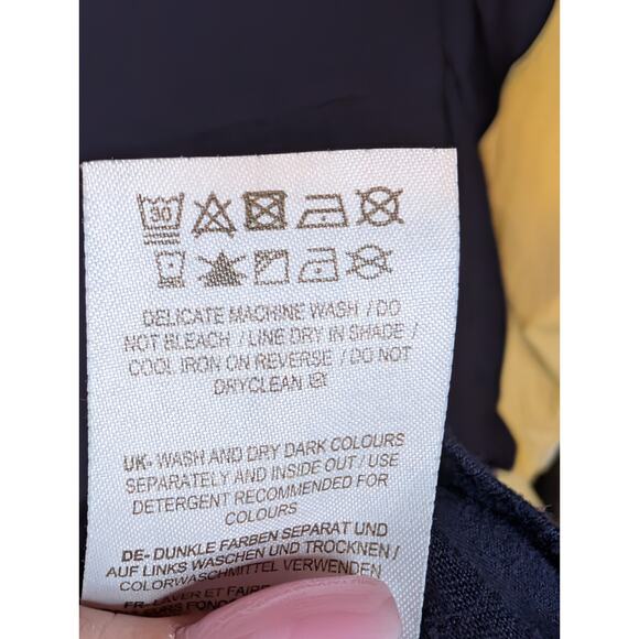 Boden Navy Ruffle Sleeve Pleated Preppy Classic Coquette Viscose Mini Dress 12 - Picture 6 of 11